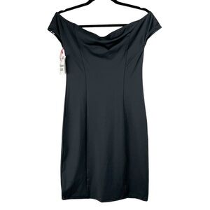 OPEN EDIT Little Black Dress Off the Shoulder Classic Sheath Mini Small NWT